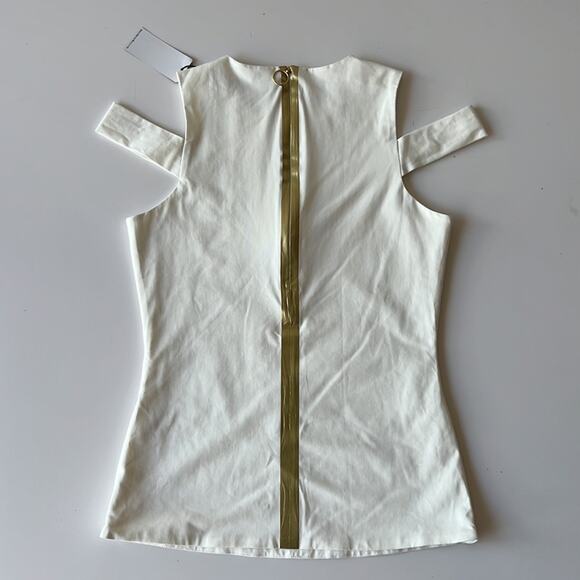 Emma Wallace Jessica Sleeveless Top in White with Back Gold Zip Panel Size US4 - Picture 4 of 10